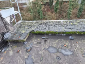 Réparation d'une fuite et d'un problème d'isolation sur une toiture plate à Anderlecht, Bruxelles.